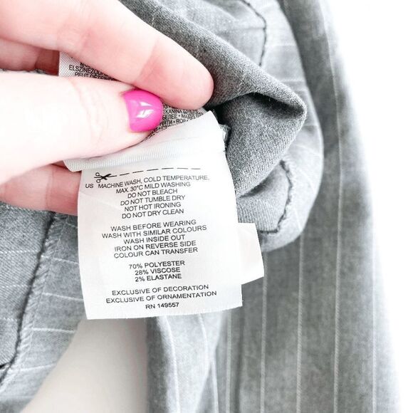 FB Sister Womens Blazer Jacket Cropped Button Stripes Gray White Small - Picture 5 of 8